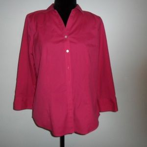 Talbots 3/4 Sleeve Stretch Button Down 12P LQQK QQ